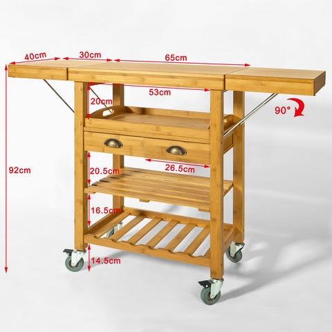 SoBuy FKW25-N, Extendable Bamboo Kitchen Trolley + Free Kitchen Hanging Shelf KCR03-N