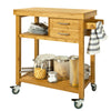 SoBuy FKW26-N, Bamboo Kitchen Trolley Cart Serving Trolley with 2 Drawers and Shelves