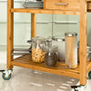 SoBuy FKW26-N, Bamboo Kitchen Trolley Cart Serving Trolley with 2 Drawers and Shelves