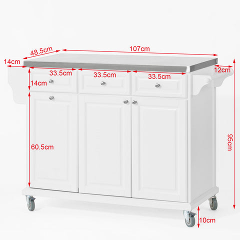 SoBuy FKW33-W, Kitchen Trolley Storage Cabinet Island + Free Kitchen Hanging Shelf KCR03-N