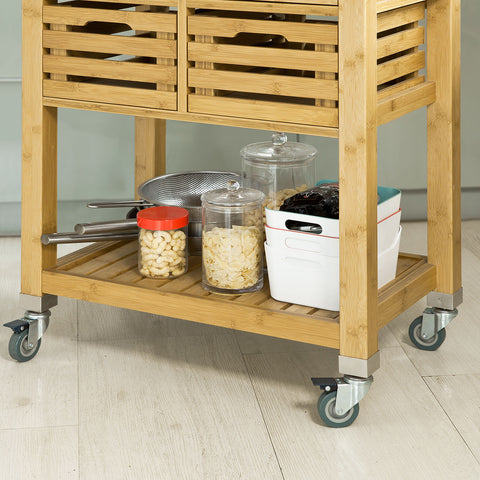 SoBuy FKW40-N, Bamboo Kitchen Trolley Storage Cart + Free Kitchen Hanging Shelf KCR03-N