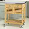 SoBuy FKW40-N, Bamboo Kitchen Trolley Storage Cart + Free Bathtub Rack FRG104-N