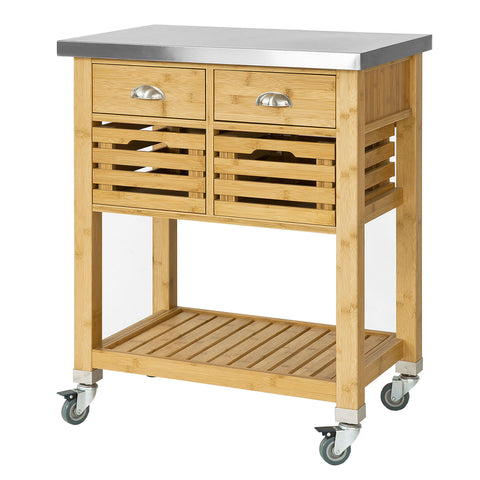 SoBuy FKW40-N, Bamboo Kitchen Trolley Storage Cart + Free Kitchen Hanging Shelf KCR03-N