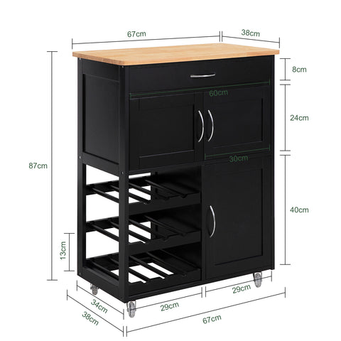 SoBuy FKW45-SCH, Kitchen Trolley Storage Cabinet + Free Kitchen Hanging Shelf KCR03-N