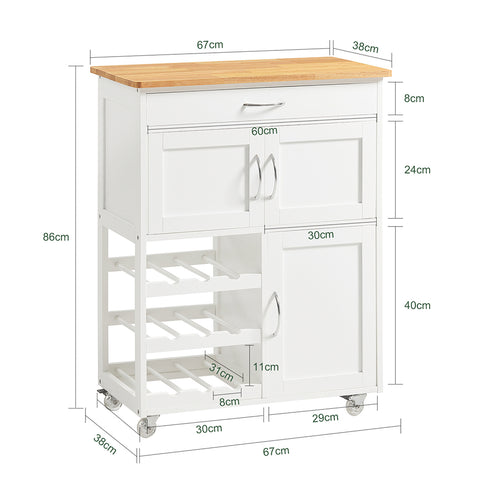 SoBuy FKW45-WN, Kitchen Storage Trolley Cart + Free Kitchen Hanging Shelf KCR03-N