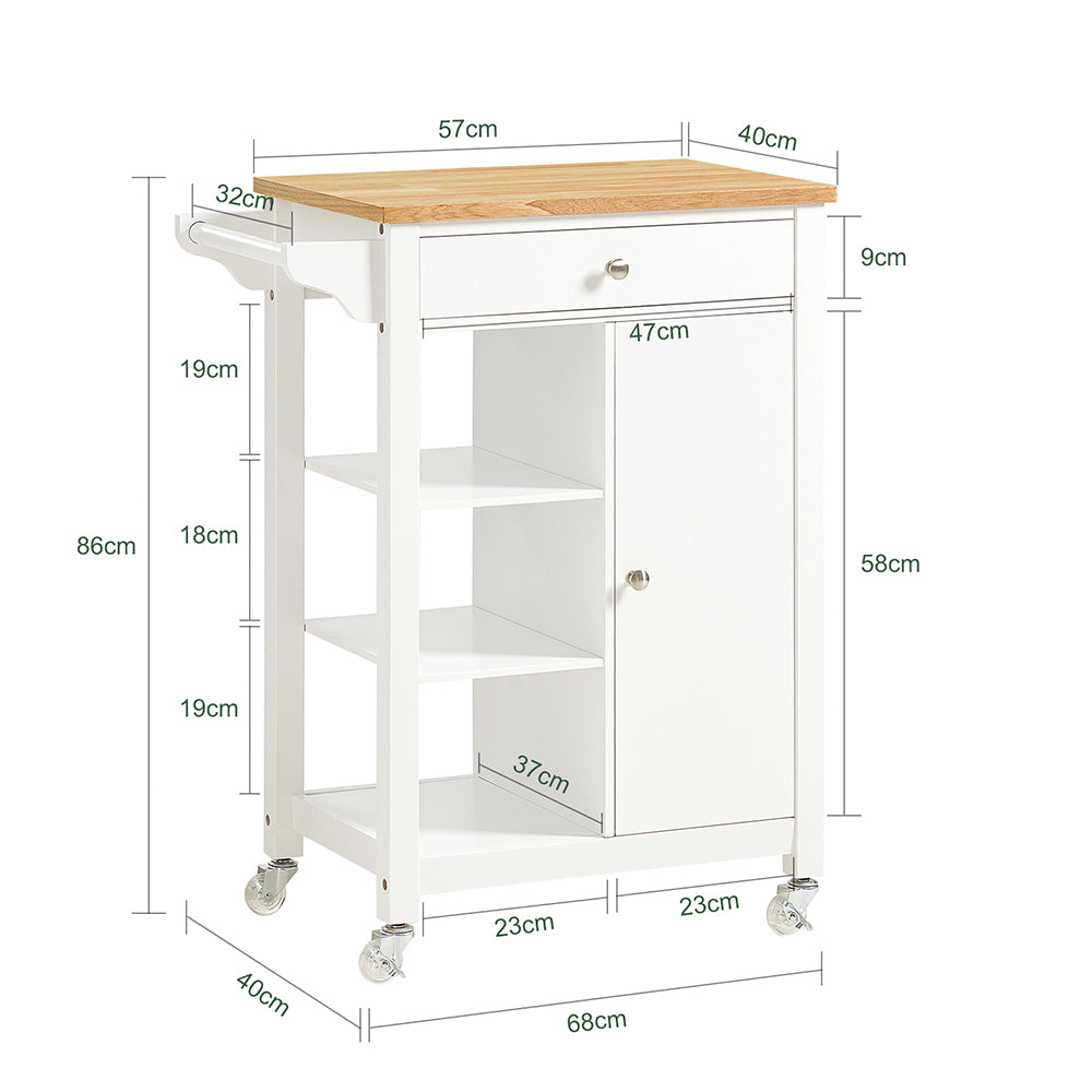 SoBuy FKW46-WN, Kitchen Trolley Kitchen Serving Storage Trolley Cart, White