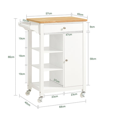 SoBuy FKW46-WN, Kitchen Trolley Kitchen Serving Storage Trolley Cart, White