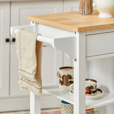 SoBuy FKW46-WN, Kitchen Trolley Kitchen Serving Storage Trolley Cart, White