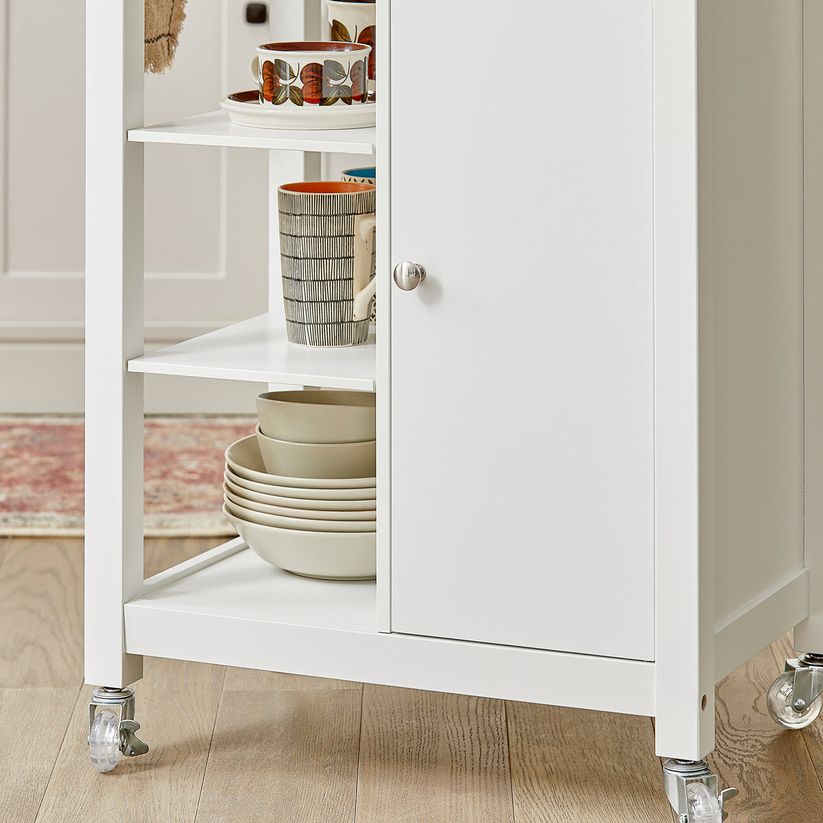 SoBuy FKW46-WN, Kitchen Trolley Kitchen Serving Storage Trolley Cart, White