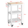 SoBuy FKW67-WN, Kitchen Storage Serving Trolley with Rubber Wood Top 2 Shelves