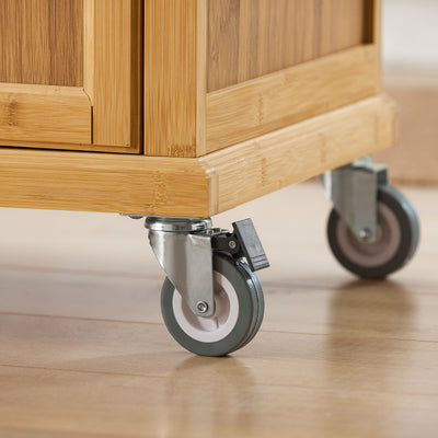 SoBuy FKW70-N, Kitchen Storage Trolley Kitchen Island Kitchen Cabinet Cupboard Sideboard with Stainless Steel Top, Wood