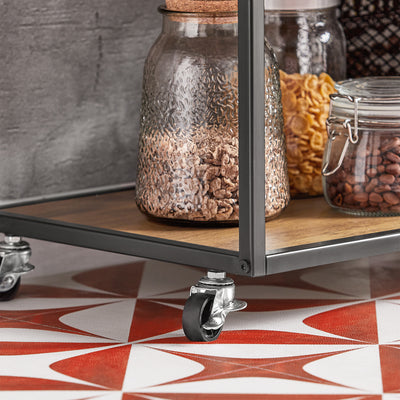 SoBuy FKW99-N smooth-glide castor with locking brake close-up – mobile black industrial rolling kitchen trolley