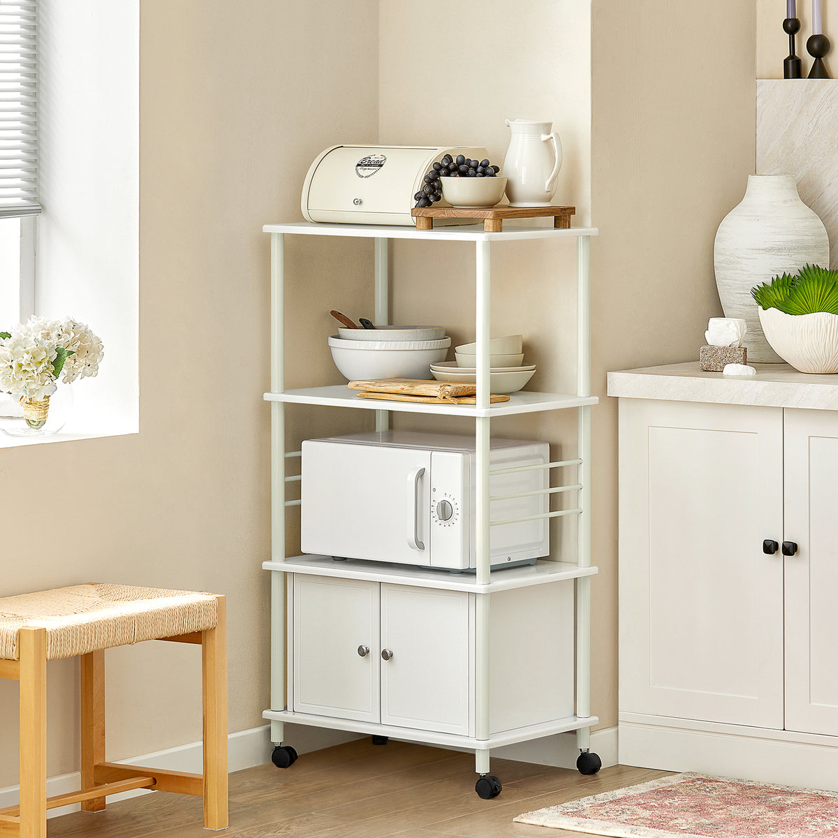 SoBuy  FRG12-W, Kitchen Storage Cabinet, Kitchen Cart, Microwave Shelf, White