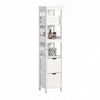 SoBuy FRG126-W, White Tall Bathroom Storage Cabinet with 3 Shelves and 2 Drawers