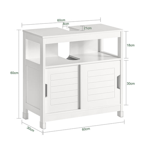 SoBuy FRG128-W, Under Sink Bathroom Storage Cabinet with Shelf and Double Sliding Door