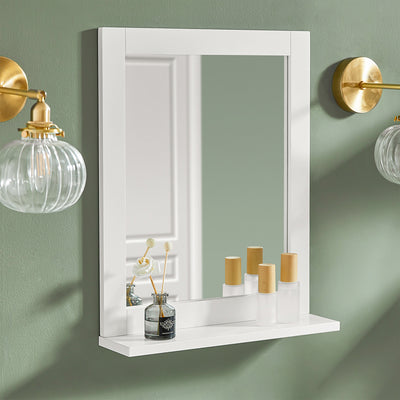 SoBuy FRG129-W, Wall Mounted Bathroom Mirror with Storage Shelf, White