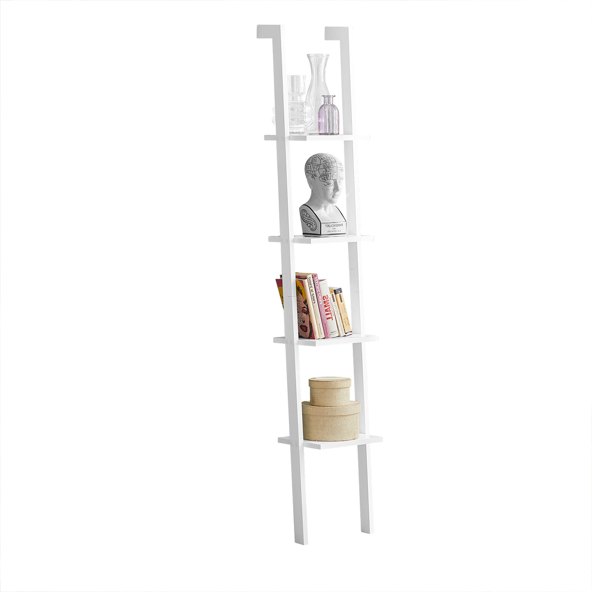 SoBuy FRG15-W, Modern 4 Tiers Ladder Shelf Wall Shelf Stand Shelf, White