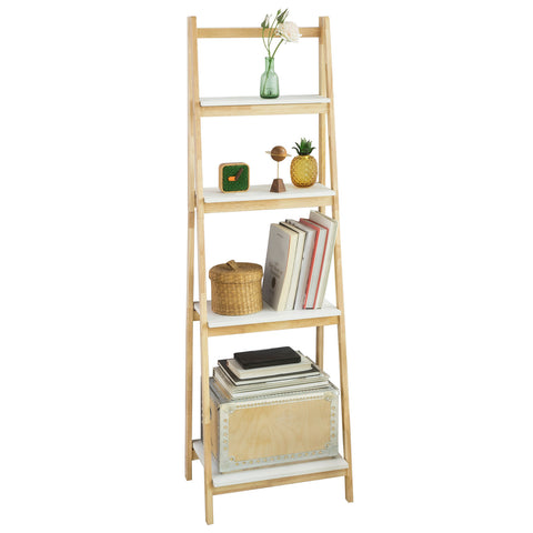 SoBuy FRG162-N, 4 Tiers Foldable Ladder Shelf Bookcase, Storage Display Shelving Unit