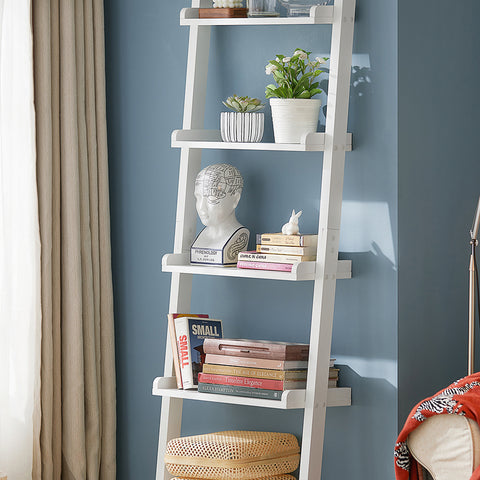 SoBuy FRG17-W, 5 Tiers Ladder Shelf Bookcase, Storage Display Shelving Wall Shelf