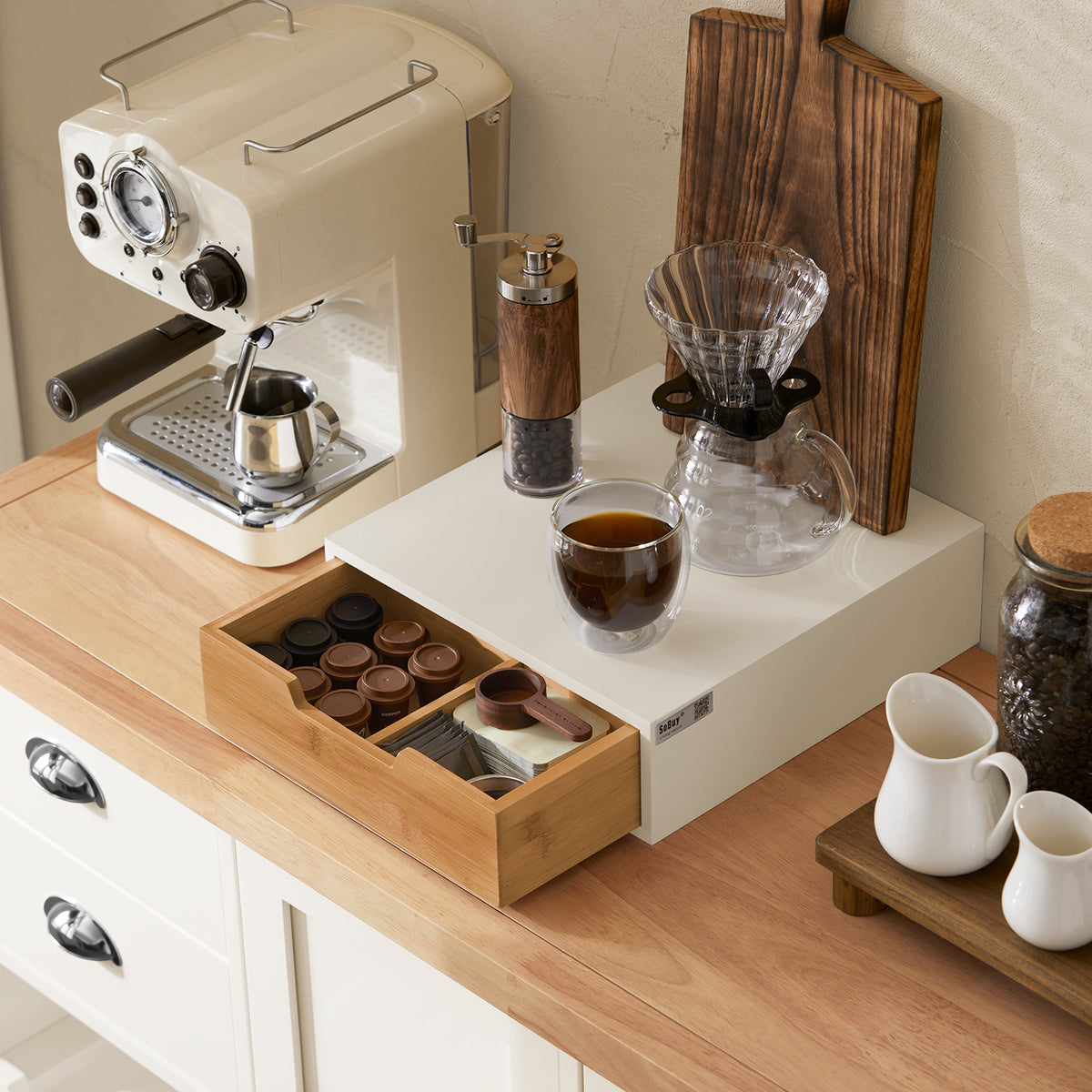 SoBuy FRG179-WN, Coffee Capsule Holder Stand Box, Teabags Storage Case, White