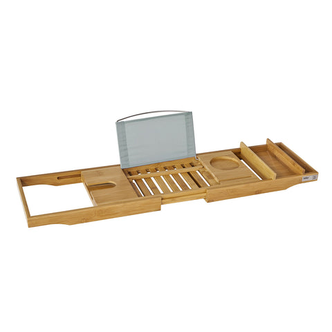 SoBuy FRG207-N, Extendable Bamboo Bathtub Rack with Book Rest iPad Phone Holder