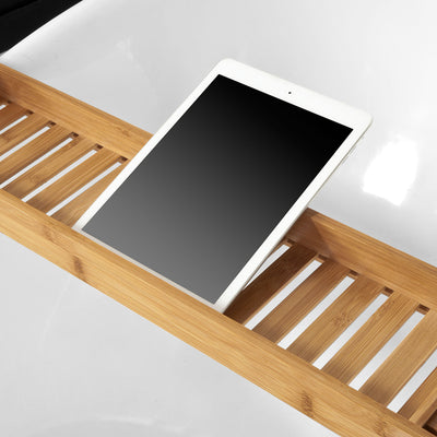 SoBuy FRG212-N, Bamboo Bathtub Bridge Soap Dish and Shower Bathtub Sink Rack, Wood