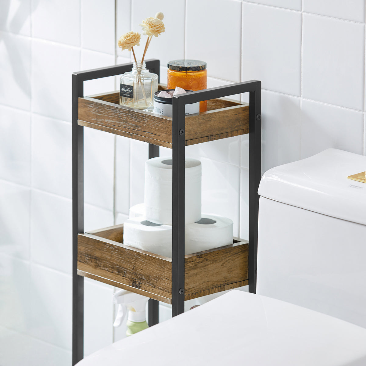SoBuy FRG226-F, 3 Tiers Bathroom Shelf Storage Display Shelf Rack Organizer Shelving Unit, Brown