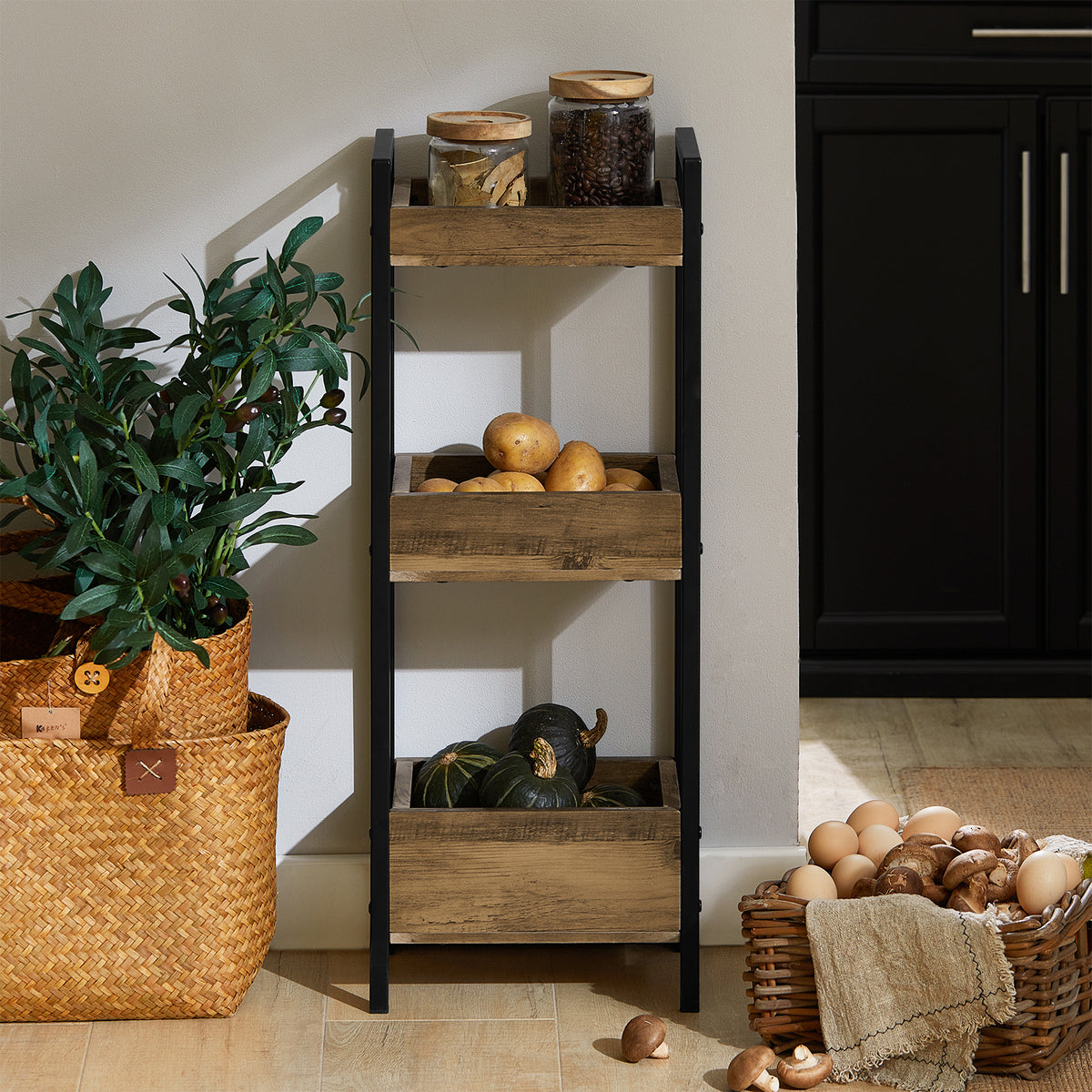 SoBuy FRG226-F, 3 Tiers Bathroom Shelf Storage Display Shelf Rack Organizer Shelving Unit, Brown