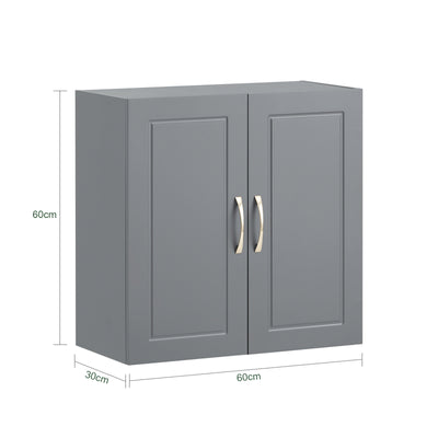 SoBuy FRG231-DG dimensions diagram – W60×D30×H60cm wall mounted bathroom cabinet dark grey 25kg load capacity