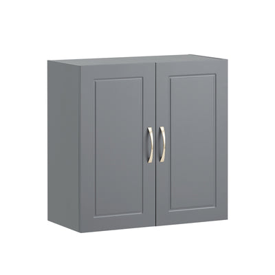 SoBuy FRG231-DG bathroom wall cabinet dark grey 2 doors adjustable shelf – white background front view