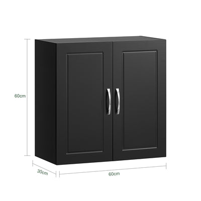 SoBuy FRG231-SCH, Double Doors Home Kitchen Bathroom Wall Cabinet Wall Storage Cabinet Unit, Black