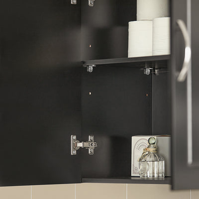 SoBuy FRG231-SCH, Double Doors Home Kitchen Bathroom Wall Cabinet Wall Storage Cabinet Unit, Black