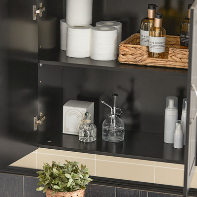 SoBuy FRG231-SCH, Double Doors Home Kitchen Bathroom Wall Cabinet Wall Storage Cabinet Unit, Black