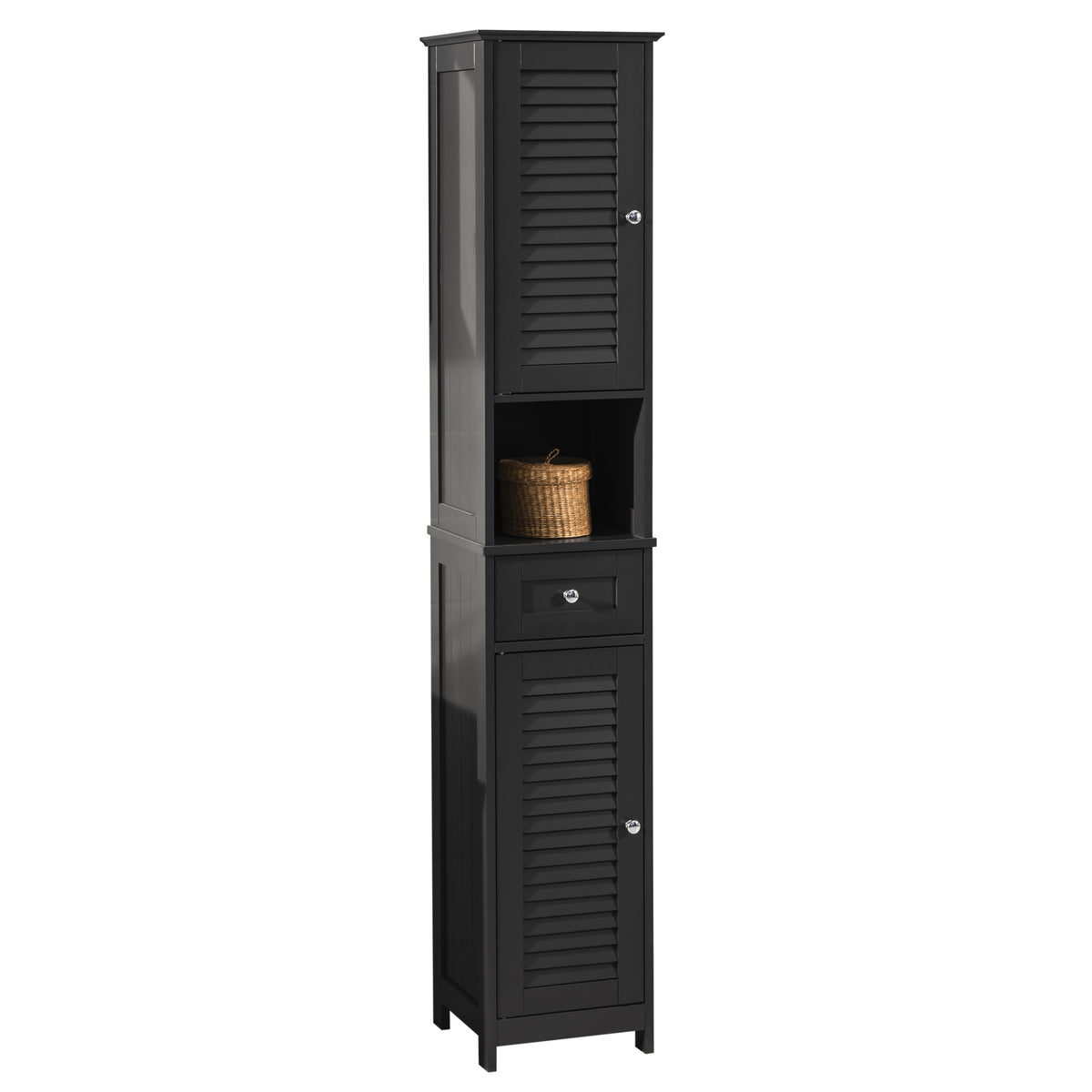 SoBuy FRG236-DG tall bathroom storage cabinet white background – dark grey freestanding tallboy