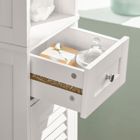SoBuy FRG236-W, Bathroom Floor Cabinet Storage Unit with 2 Shutter Doors and 1 Drawer