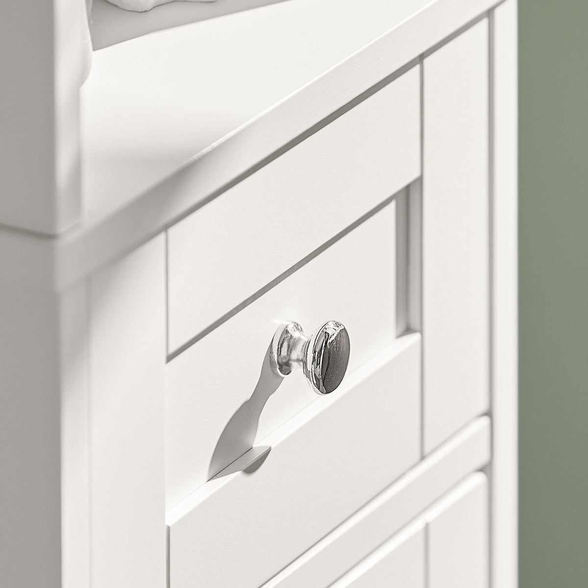 SoBuy FRG236-W, Tall Bathroom Storage Cabinet Freestanding Bathroom Unit with 2 Doors, Drawer and Open Shelf Narrow Bathroom Furniture for Toilet Laundry or Hallway White W32 x D30 x H170cm