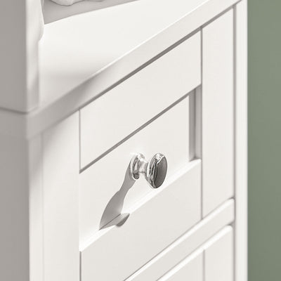 SoBuy FRG236-W, Tall Bathroom Storage Cabinet Freestanding Bathroom Unit with 2 Doors, Drawer and Open Shelf Narrow Bathroom Furniture for Toilet Laundry or Hallway White W32 x D30 x H170cm