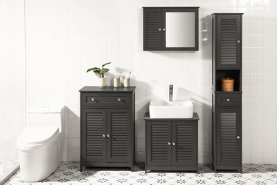 SoBuy FRG236-DG paired with BZR55 bathroom furniture set dark grey