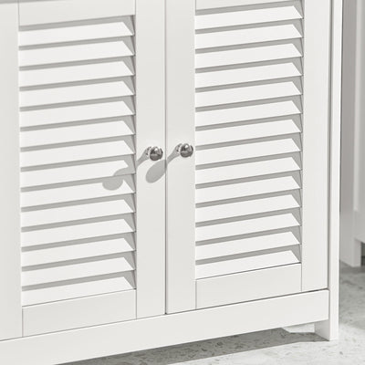 SoBuy FRG237-II-W, Under Sink Bathroom Cabinet with Adjustable Shelves, MDF Bathroom Storage Unit for Under Sink Storage, Anti-Mold Louvered Door, suitable for Pedestal Sinks, White, 60x58x35cm