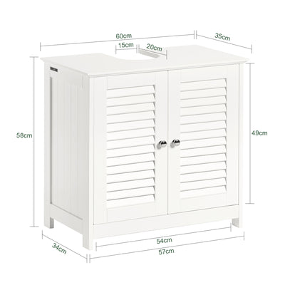 SoBuy FRG237-W, Under Sink Cabinet Vanity Unit Bathroom Cabinet with 2 Shutter Doors White W60 x D35 x H58cm