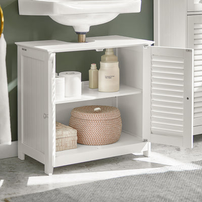 SoBuy FRG237-W, Under Sink Cabinet Vanity Unit Bathroom Cabinet with 2 Shutter Doors White W60 x D35 x H58cm