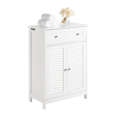 SoBuy FRG238-W, Bathroom Cabinet – Versatile Storage Unit with Drawer, Moisture-Resistant – Space-Saving Storage Cupboard for Bathroom, Hallway, Kitchen in Wood, White, 60x87x35cm