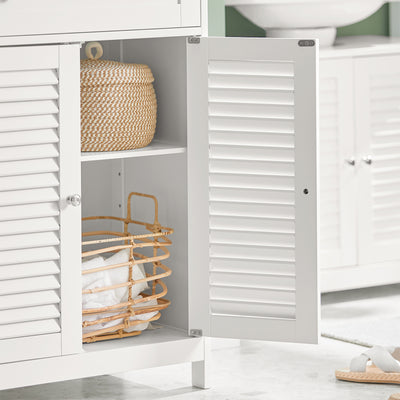 SoBuy FRG238-W, Bathroom Cabinet – Versatile Storage Unit with Drawer, Moisture-Resistant – Space-Saving Storage Cupboard for Bathroom, Hallway, Kitchen in Wood, White, 60x87x35cm