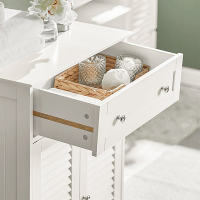 SoBuy FRG238-W, Bathroom Cabinet – Versatile Storage Unit with Drawer, Moisture-Resistant – Space-Saving Storage Cupboard for Bathroom, Hallway, Kitchen in Wood, White, 60x87x35cm