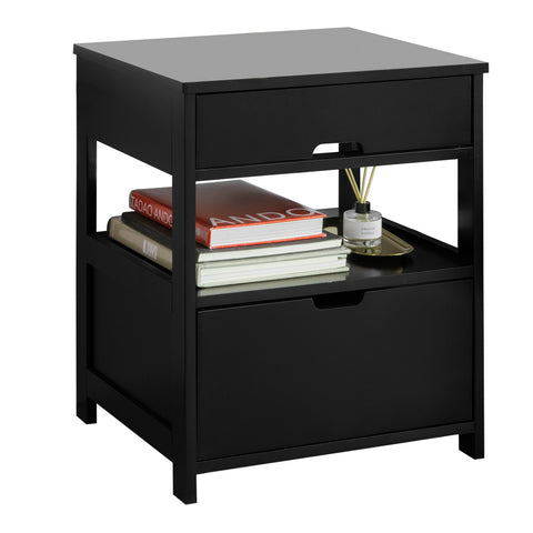 SoBuy FRG258-SCH, Bedside Table with 2 Drawers, Night Table Stand End Table Side Table