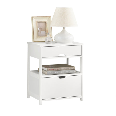 SoBuy FRG258-W, Bedside Table with 2 Drawers, Night Table Stand End Table Side Table