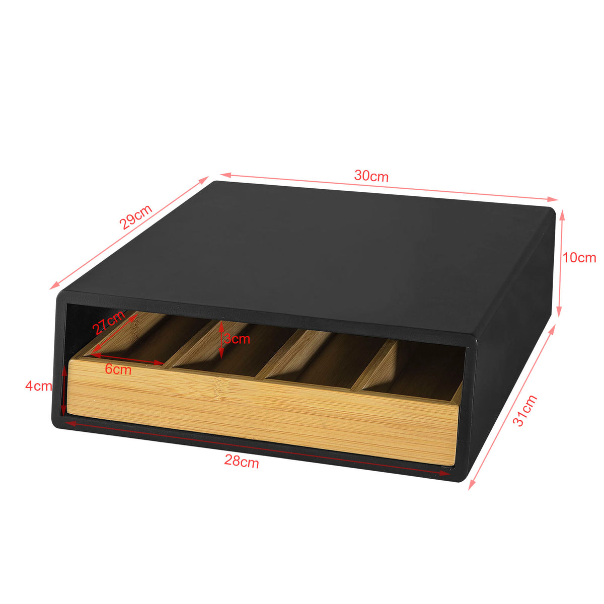 SoBuy FRG280-SCH, Coffee Pod Capsule Teabags Drawer Box Holder, Coffee Machine Stand, Black