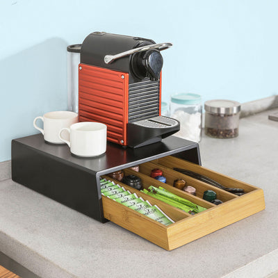 SoBuy FRG280-SCH, Coffee Pod Capsule Teabags Drawer Box Holder, Coffee Machine Stand, Black