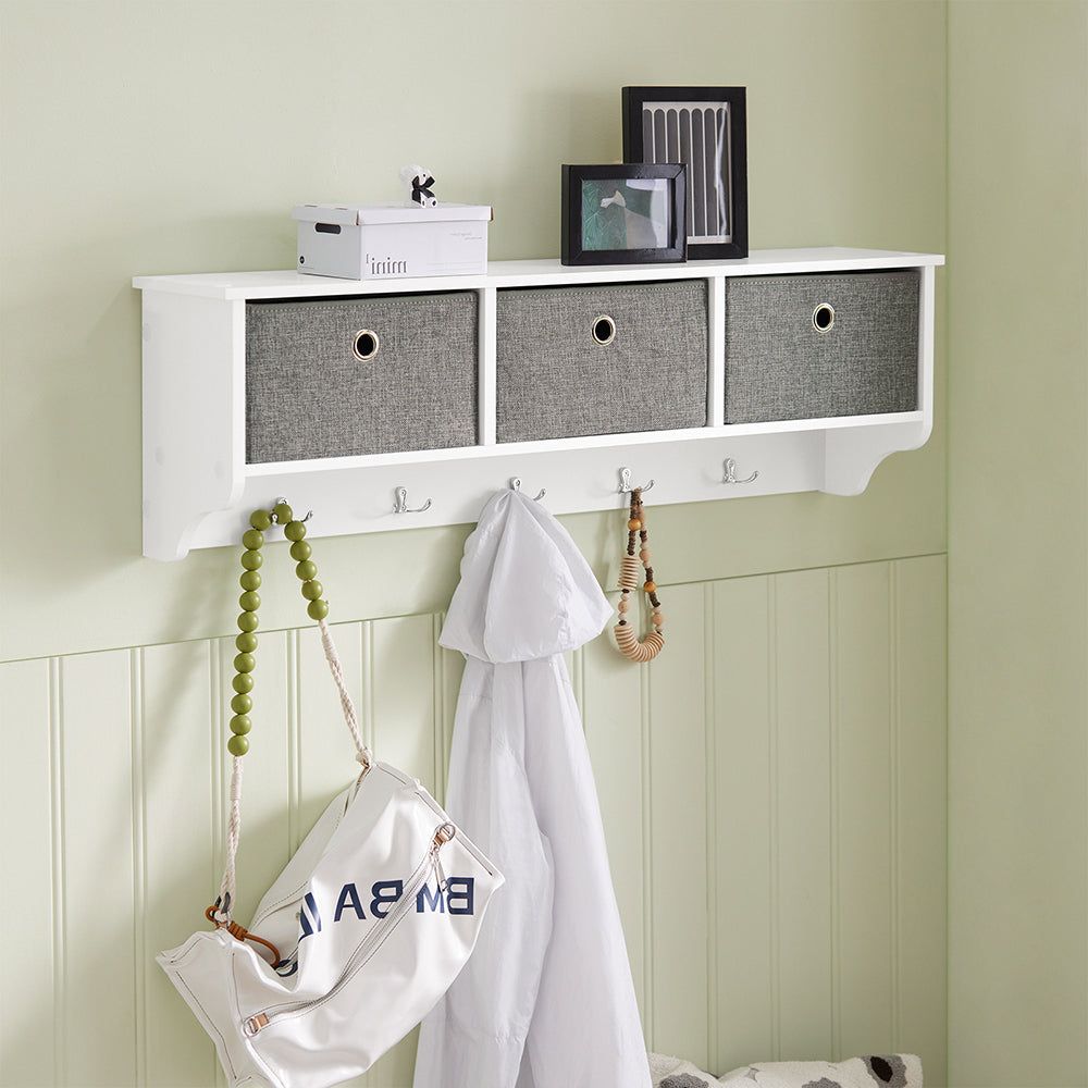 SoBuy FRG282-W, Wall Coat Rack Wall Shelf Wall Storage Cabinet Unit, White