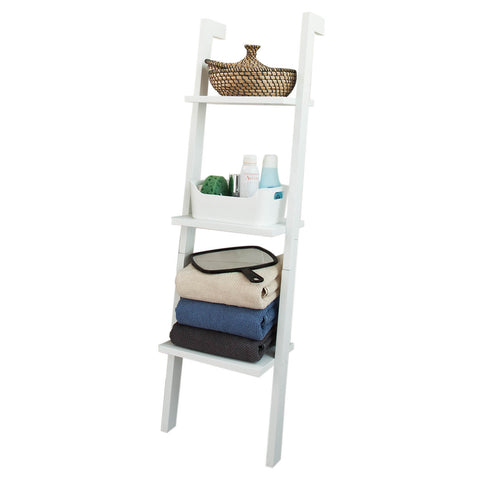SoBuy FRG32-W, Wooden 3 Tiers Wall Shelf Ladder Shelf, Storage Display Stand Rack